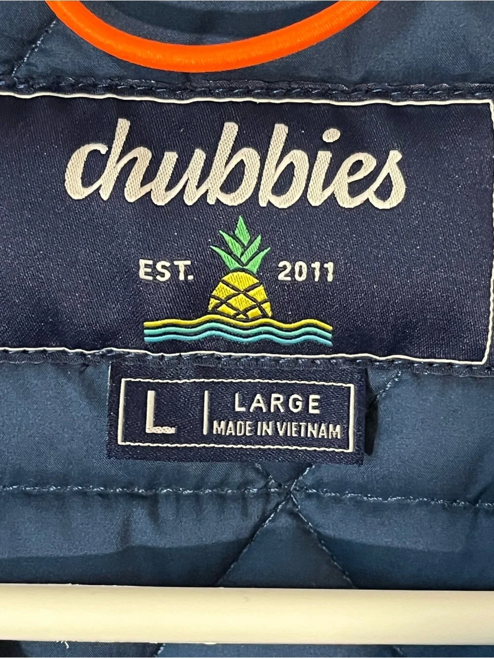 NWOT Chubbies Men’s L Quilted Vest Blue Rooster Lined Preppy Country Club